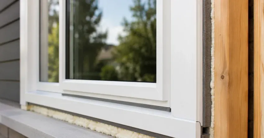 technician installing fiberglass window frame in Sumac Ridge, Woodstock home