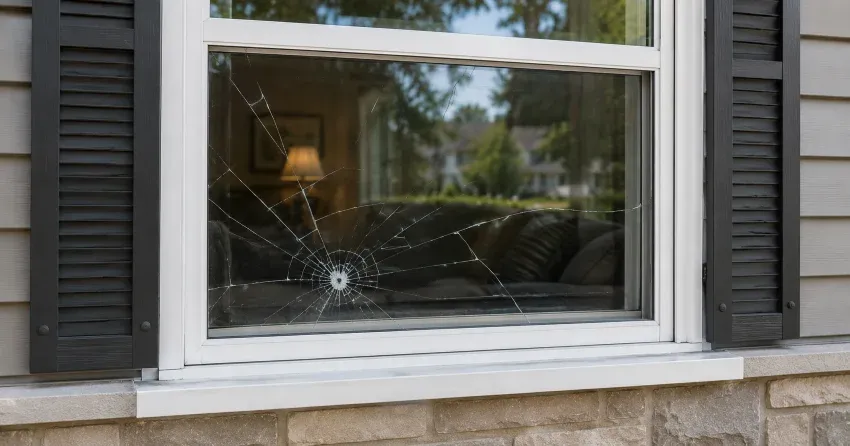 technician measuring window opening for emergency glass replacement Woodstock