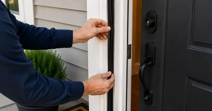 technician performing light test on door seal in Perrys Lane, Woodstock