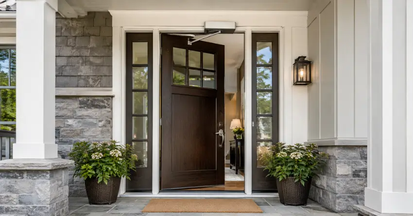 residential automatic door opener installed on exterior entry door in Perrys Lane, Woodstock