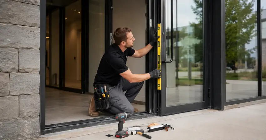commercial glass door frame installation Woodstock