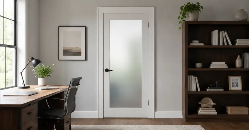 frosted interior door installed in home office in Woodstock