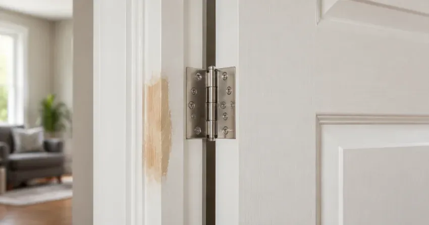 technician checking a warped door against a straightedge in North Woodstock, Woodstock